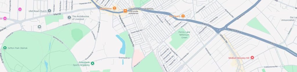 A Google Maps screenshot of Penny Lane in Liverpool.