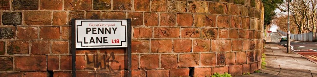 A wide shot of Penny Lane in Liverpool.
