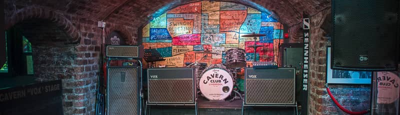 A shot of the stage at the Cavern Club in Liverpool.